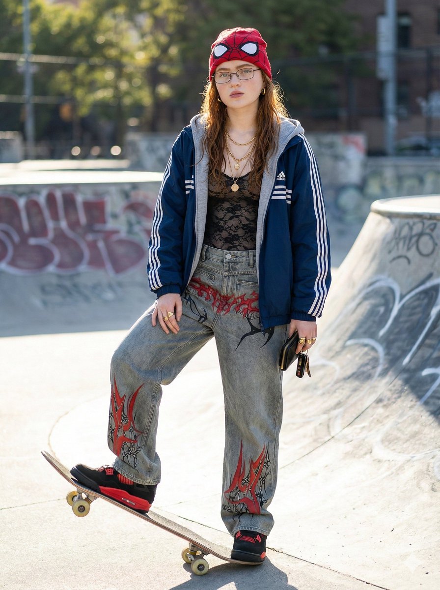Streetwear Portrait of Skater Girl in Urban Park - view 1
