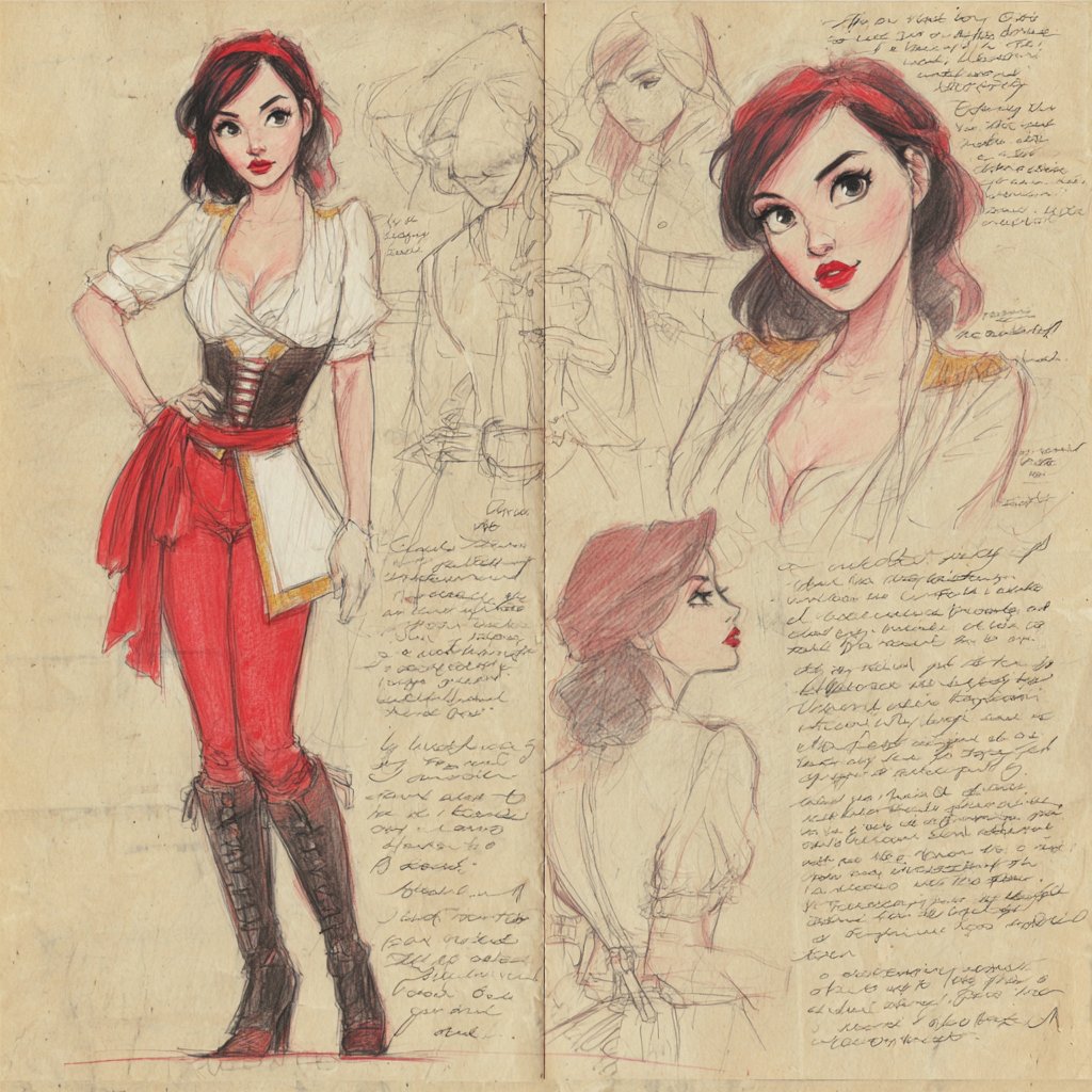 Red Hand-Drawn Character Sheet Style Reference thumbnail 2