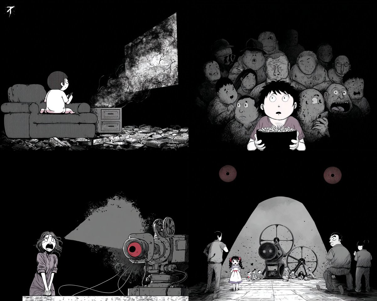Dark Hand-Drawn Graphic Novel Style with Heavy Contrast - view 1