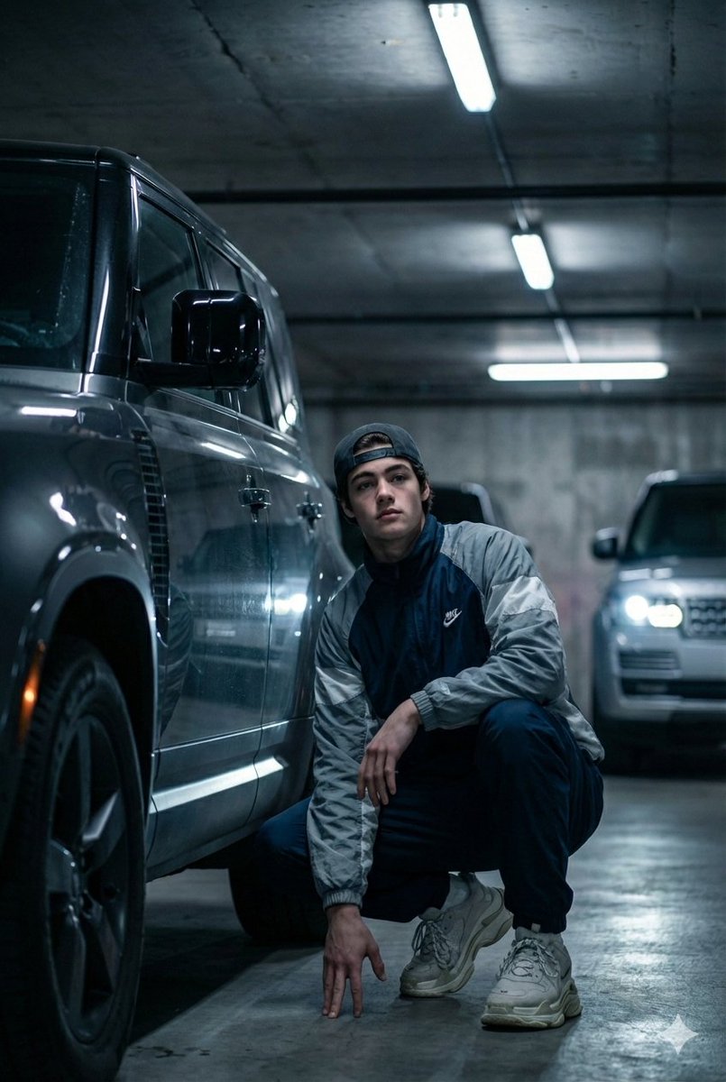 Hyper-realistic Portrait of Man in Garage with Land Rover thumbnail 2