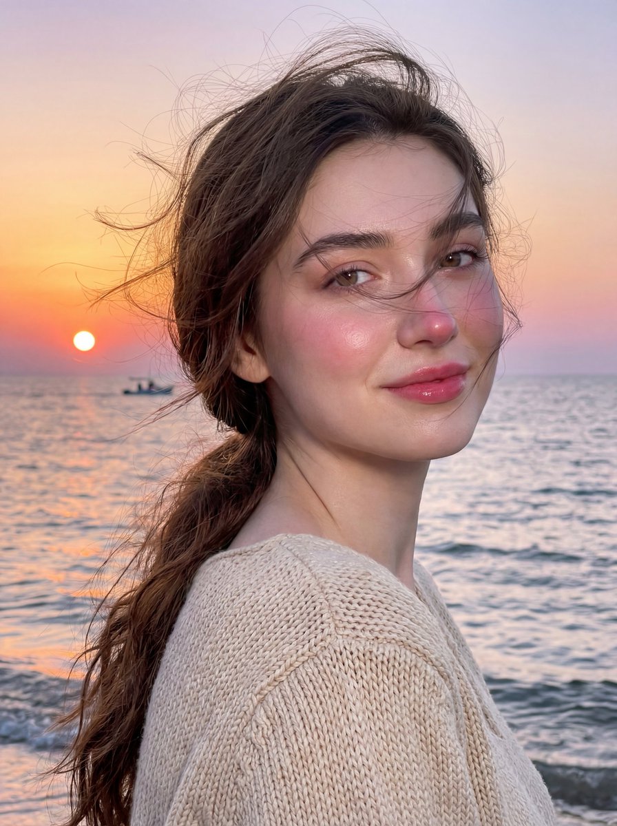 Romantic Seaside Portrait at Golden Hour - view 1
