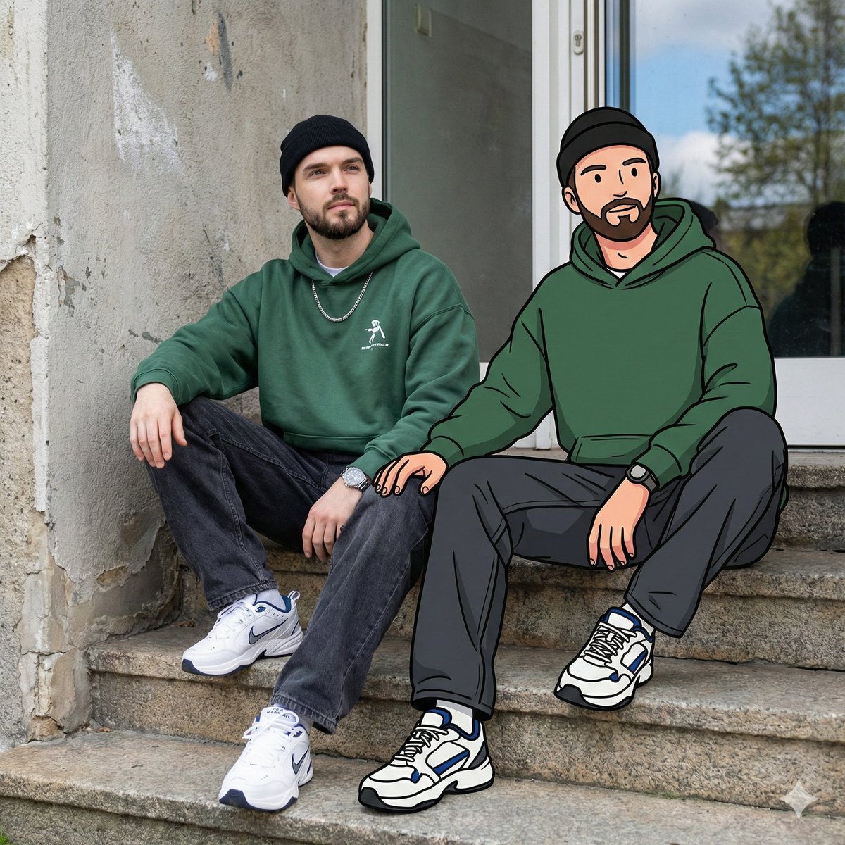 Mixed Reality Urban Street Portrait with Cartoon Twin thumbnail 2