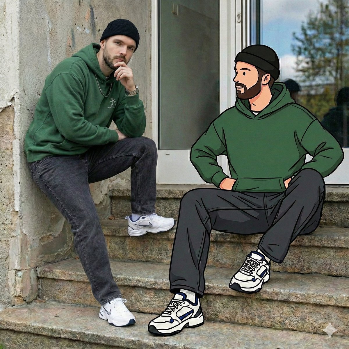 Mixed Reality Urban Street Portrait with Cartoon Twin thumbnail 3