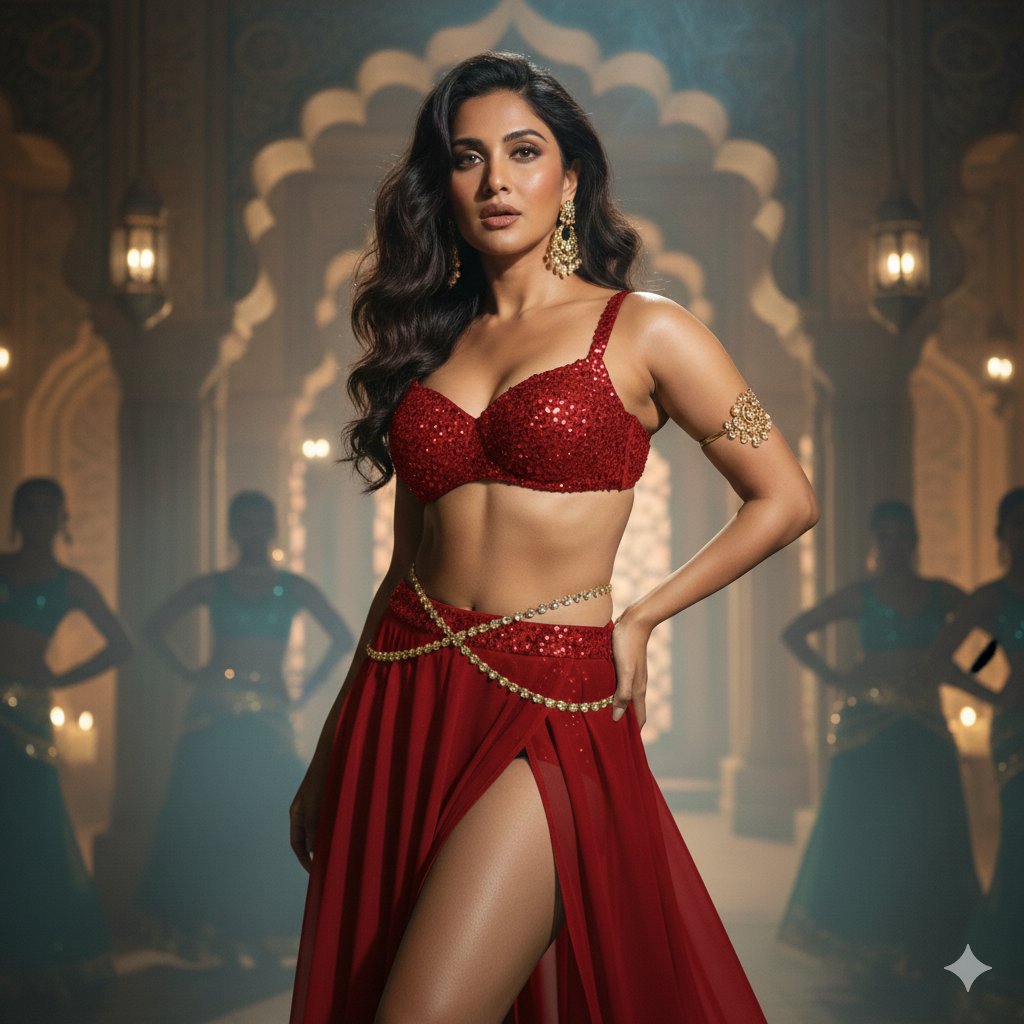 Bollywood Dancer Portrait in Grand Palace Courtyard thumbnail 3