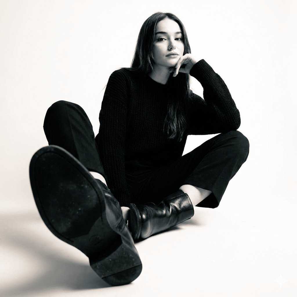 Dramatic Black and White Studio Portrait - view 1