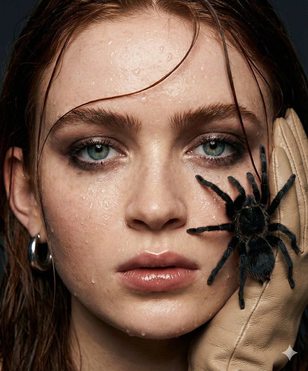 Extreme Close-up Fashion Portrait with Tarantula thumbnail 3