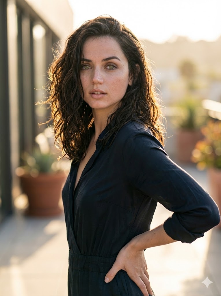 Hyper-realistic Portrait of Ana de Armas at Golden Hour thumbnail 2