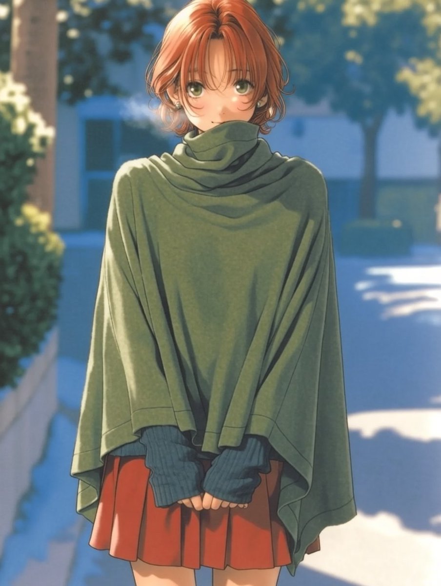 Apple-chan in Poncho at Sunset - view 1