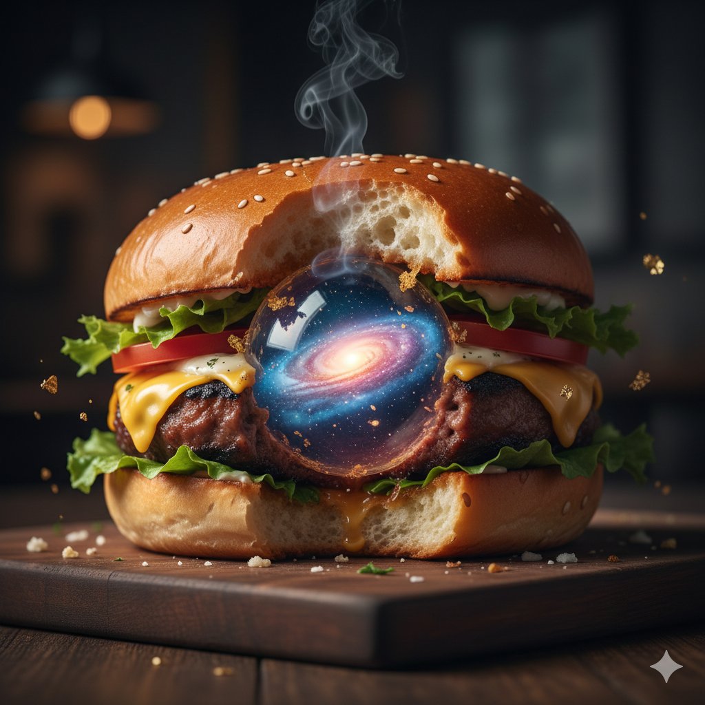 Hyper-Realistic Gourmet Burger Mid-Bite, Cinematic Food Photo - view 1