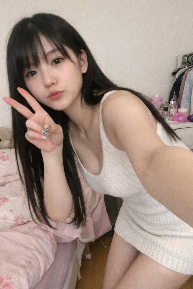 Casual Girl's Bedroom Portrait, iPhone Selfie Style - view 1