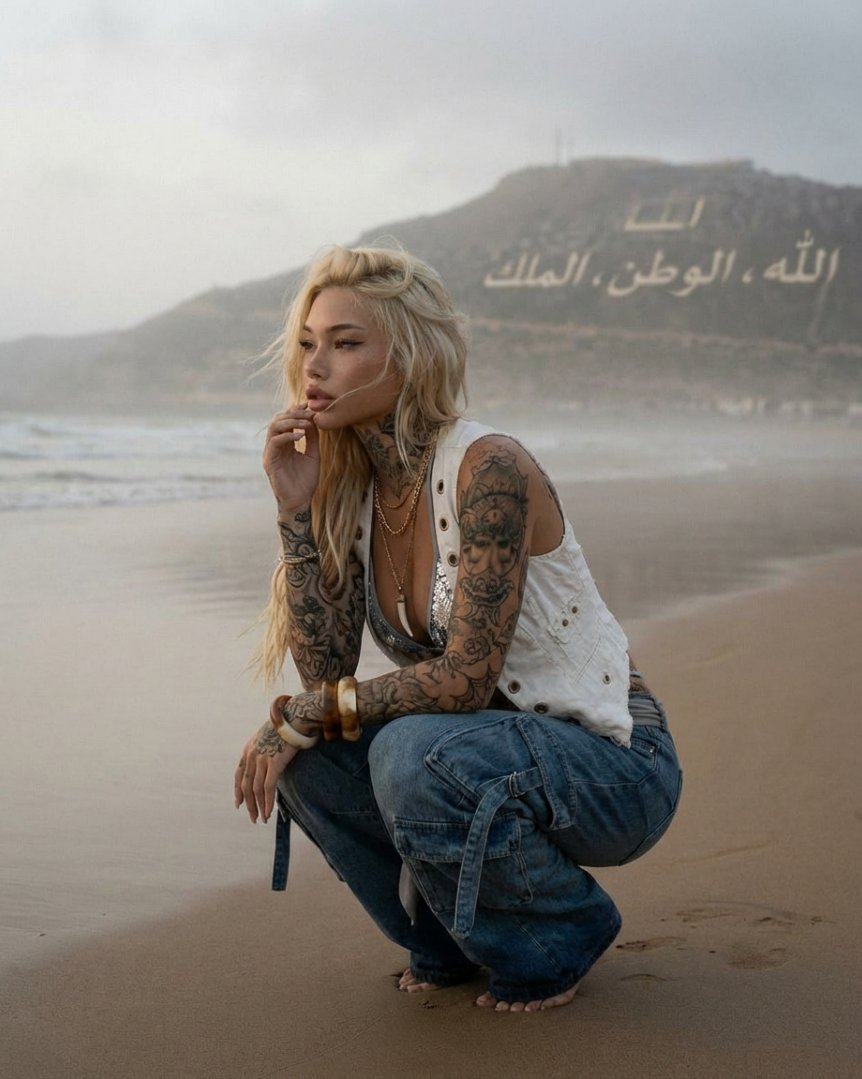 Cinematic Fashion Portrait on Misty Beach thumbnail 2
