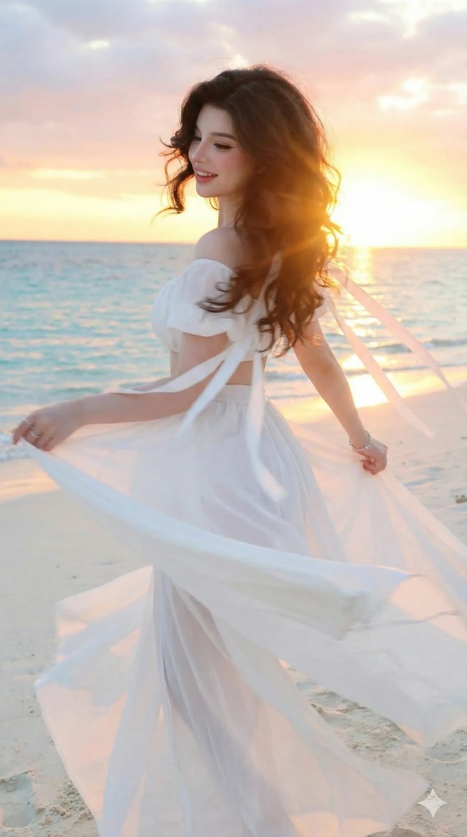 Korean Glamour Beach Goddess Golden Hour Portrait thumbnail 4