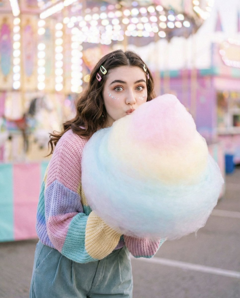 Cozy Sweet Pastel Portrait at a Carnival Fair thumbnail 2