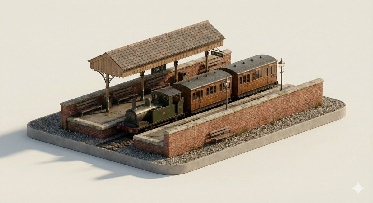 Clean Minimal 3D Isometric Transport Stop Diorama thumbnail 3