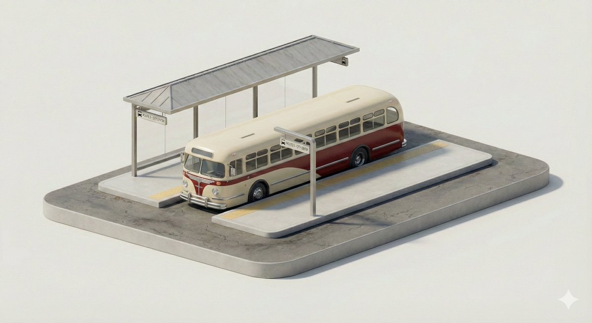 Clean Minimal 3D Isometric Transport Stop Diorama thumbnail 4