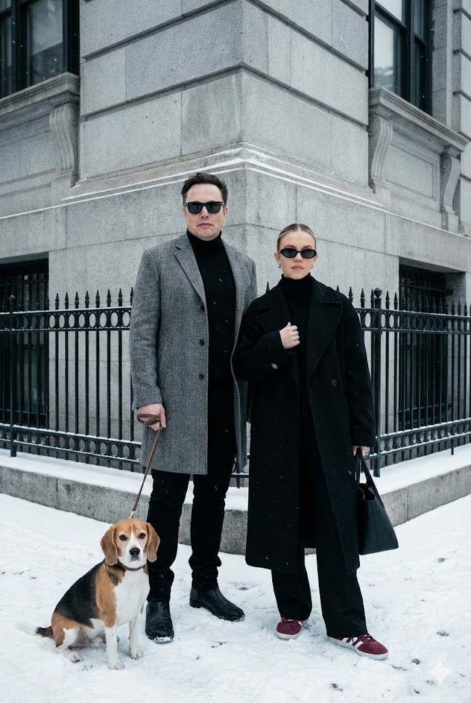Sophisticated Urban Winter Couple Portrait - view 1