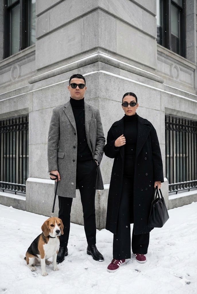 Sophisticated Urban Winter Couple Portrait thumbnail 2