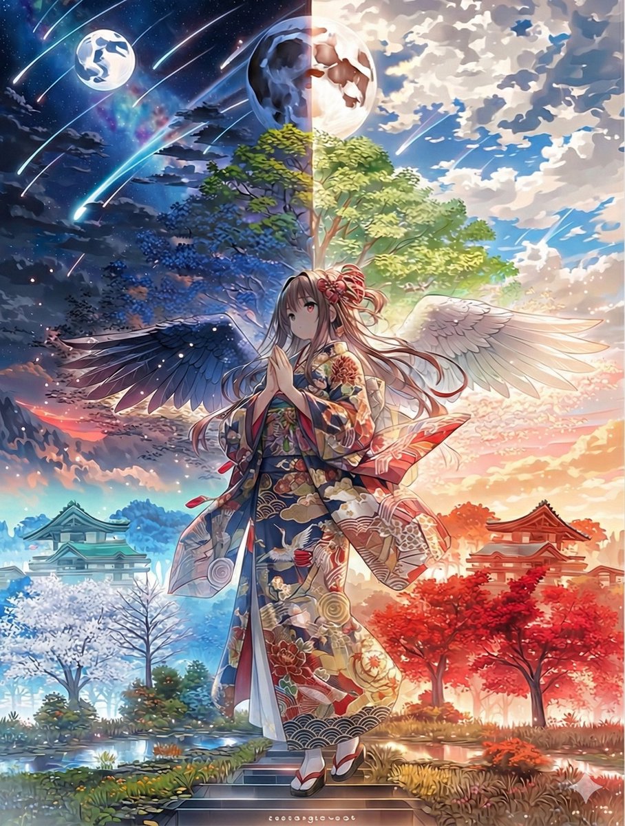 Duality's Prayer: Wings Between Night and Day - view 1