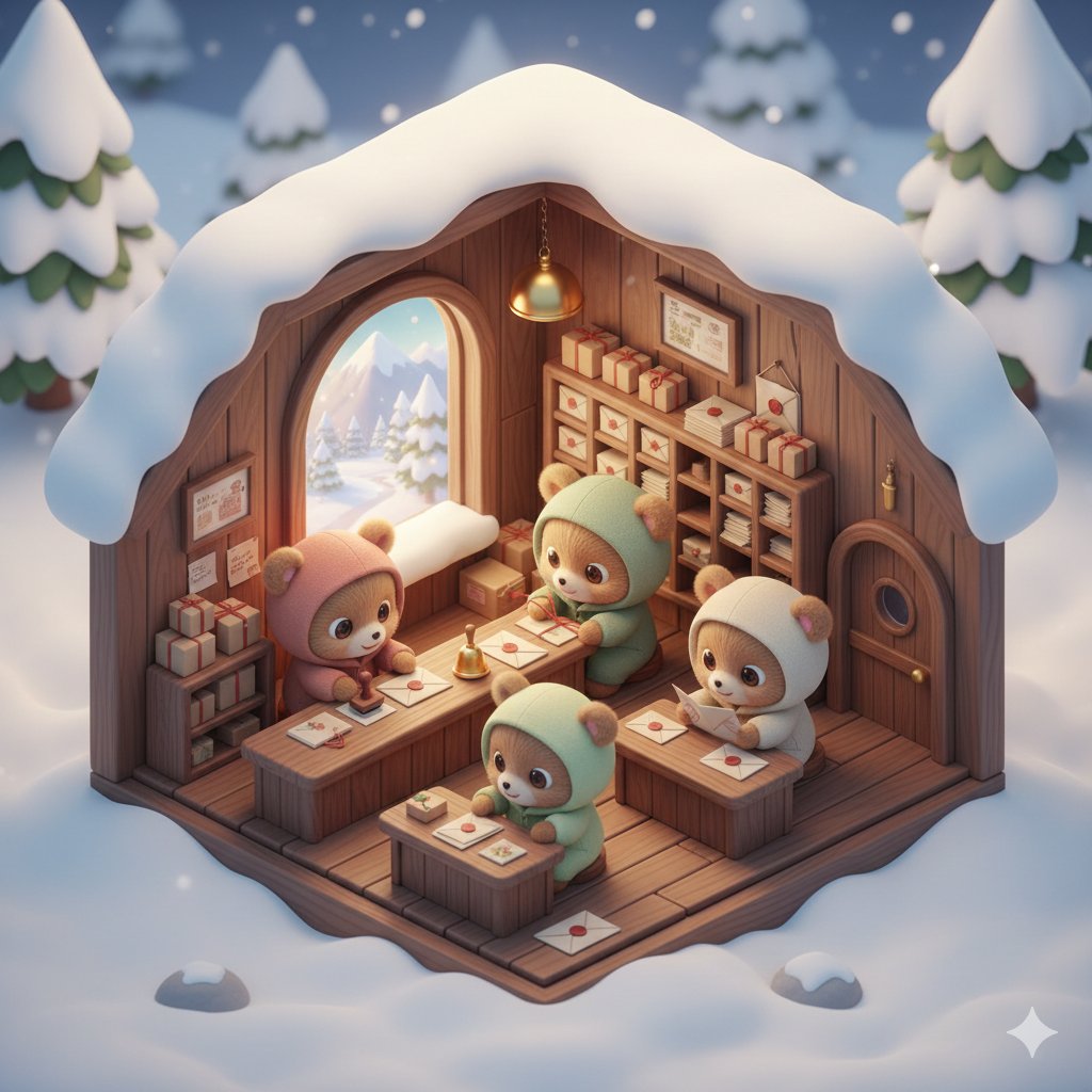 Kawaii Chibi Bears Designing Snow Map Isometric Scene thumbnail 2