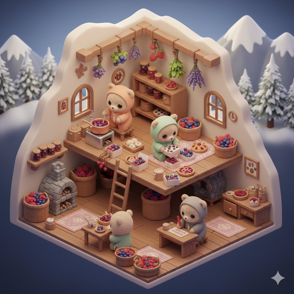 Kawaii Chibi Bears Designing Snow Map Isometric Scene thumbnail 4