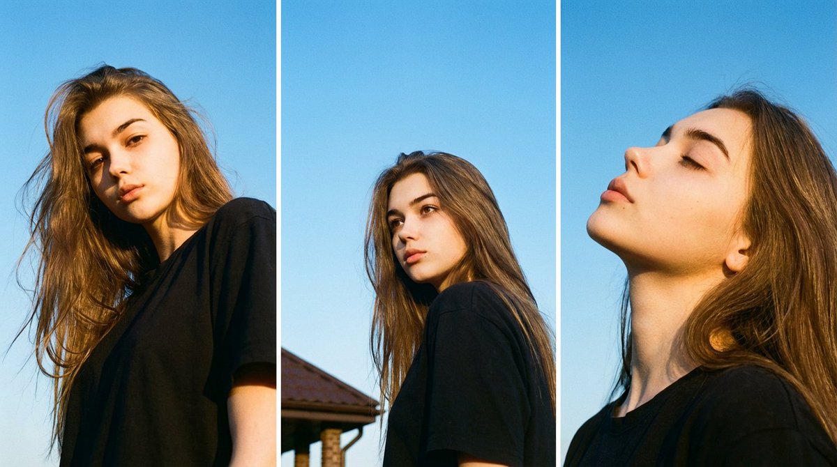 Serene Film Triptych Portrait with Identity Preservation - view 1
