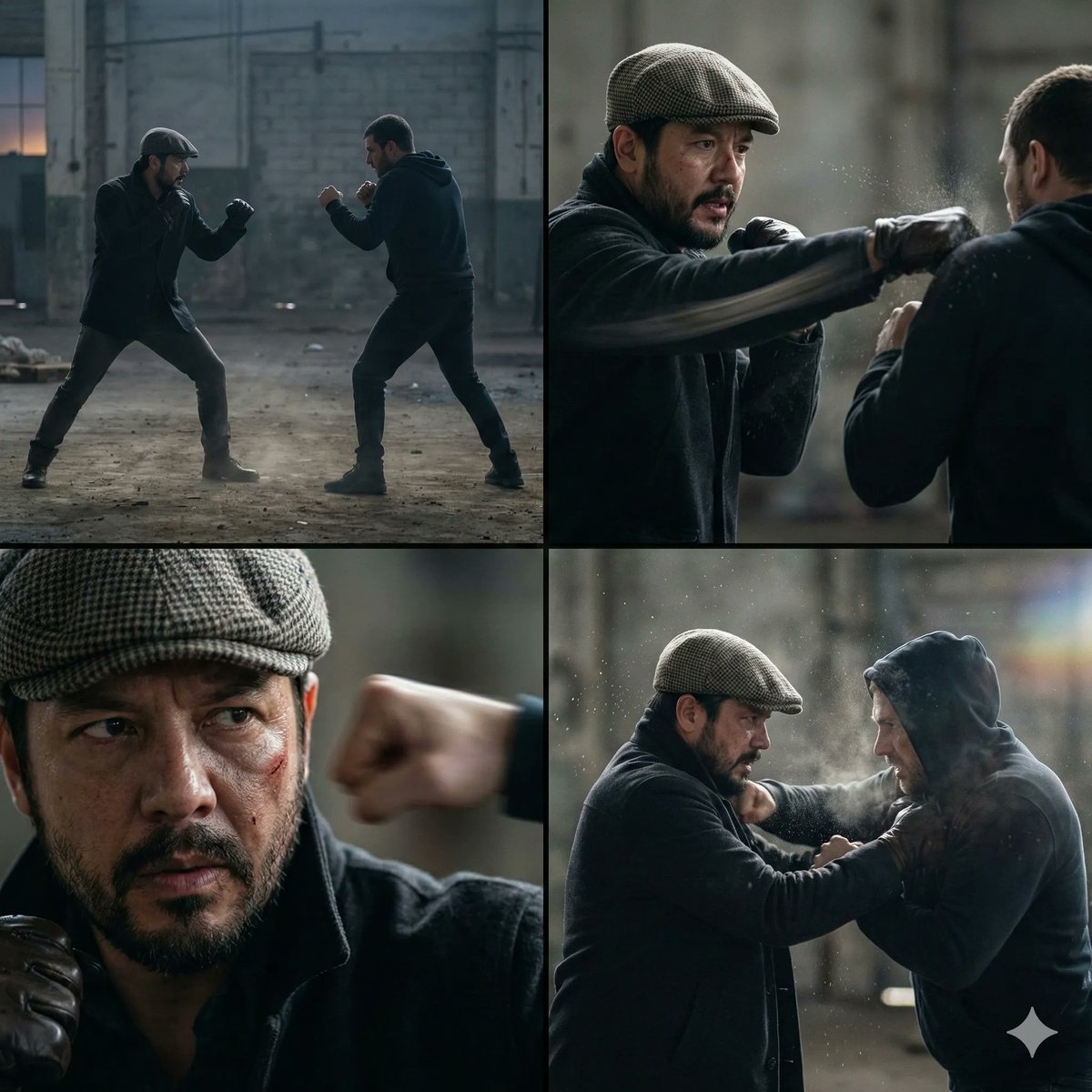 Cinematic 2x2 Action Grid: Realistic Fight - view 1