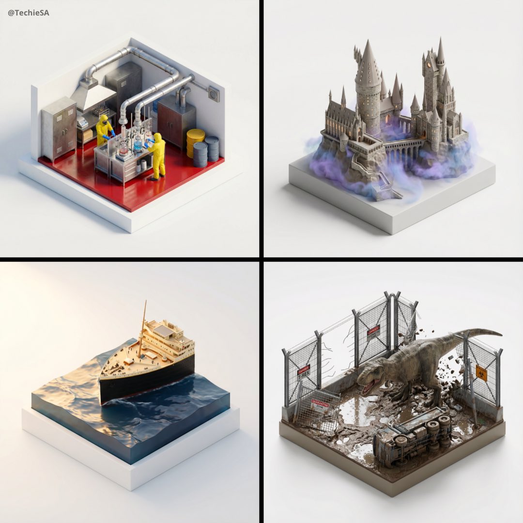 Stylized 3D Isometric Miniature Diorama Product Render - view 1