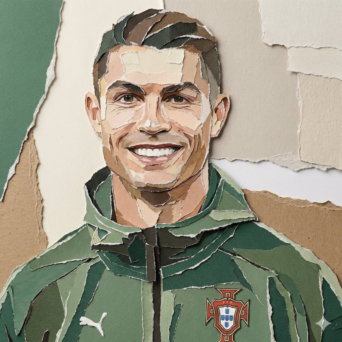 Realistic Torn Paper Collage Portrait - view 1