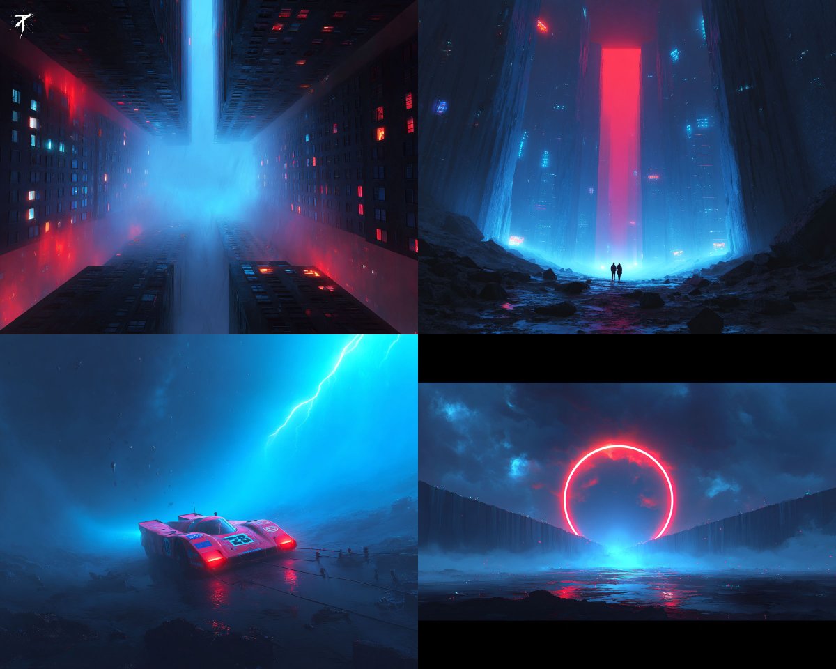 Bold Sci-Fi Atmosphere with Neon Light and Massive Structures - view 1