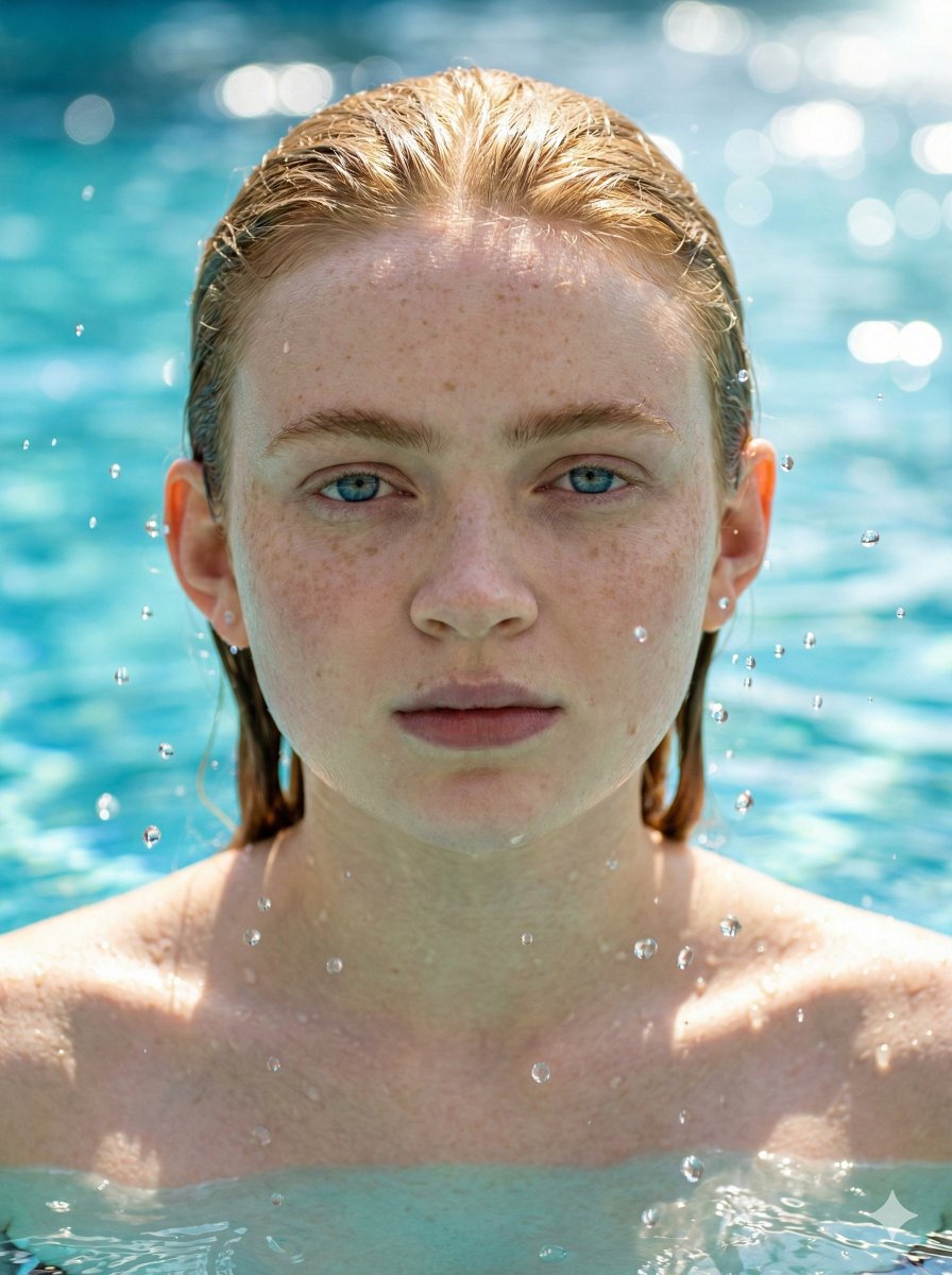 Wet Portrait of Sydney Sweeney with Dynamic Water Splash - view 1