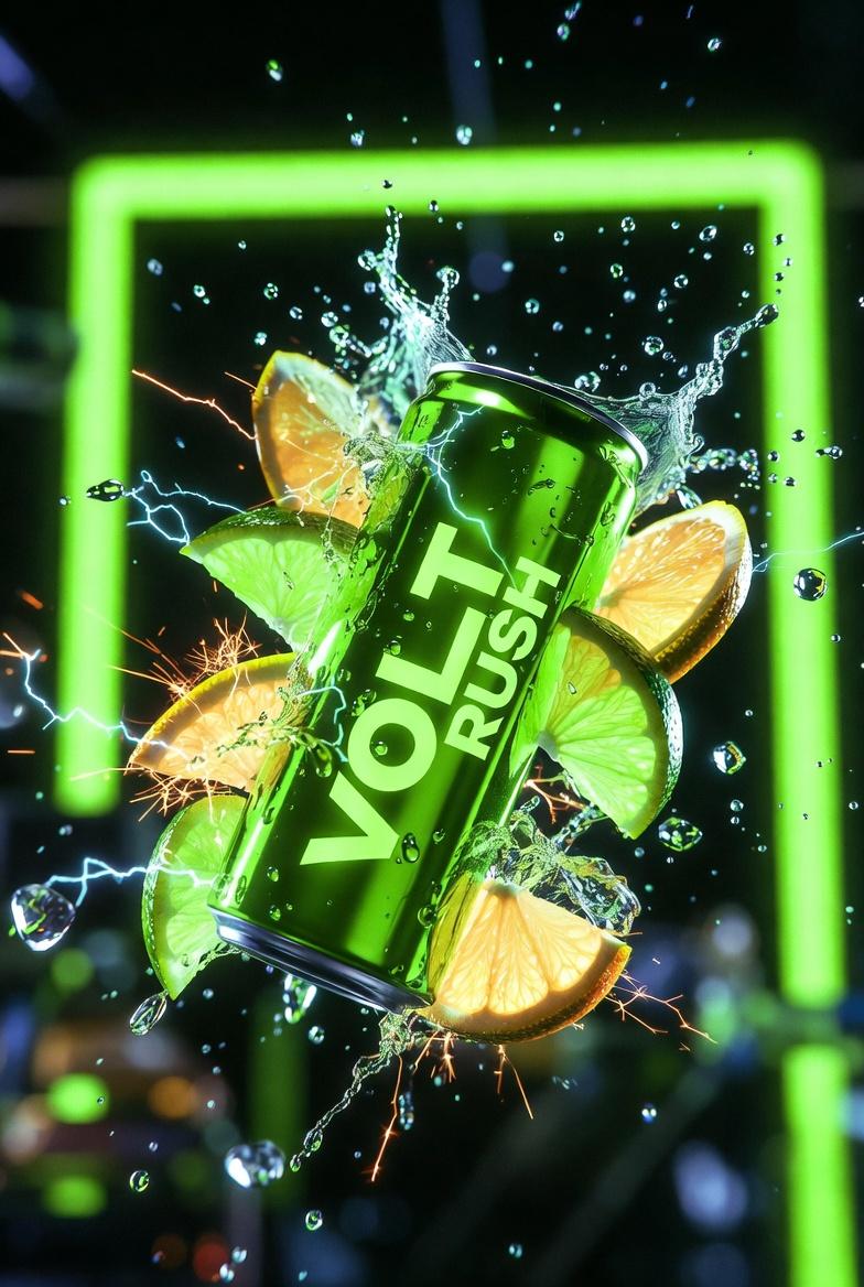 Cinematic Neon Energy Drink Product Photography - view 1