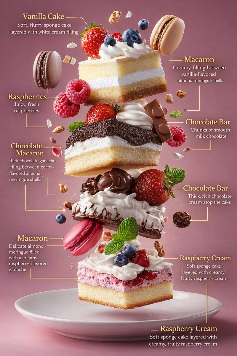 Hyper-realistic Food Infographic: Cake & Syrian Dessert thumbnail 4