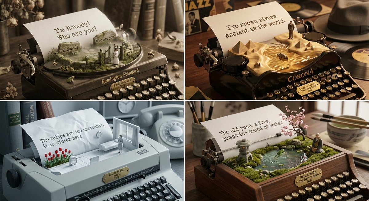 Typewriter Text Landscapes: Poetic Worlds in 3D Macro - view 1