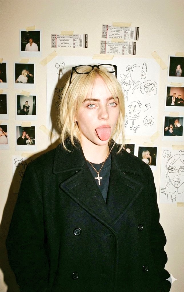 Candid 90s Flash Portrait with Film Grain and Wall Decor - view 1