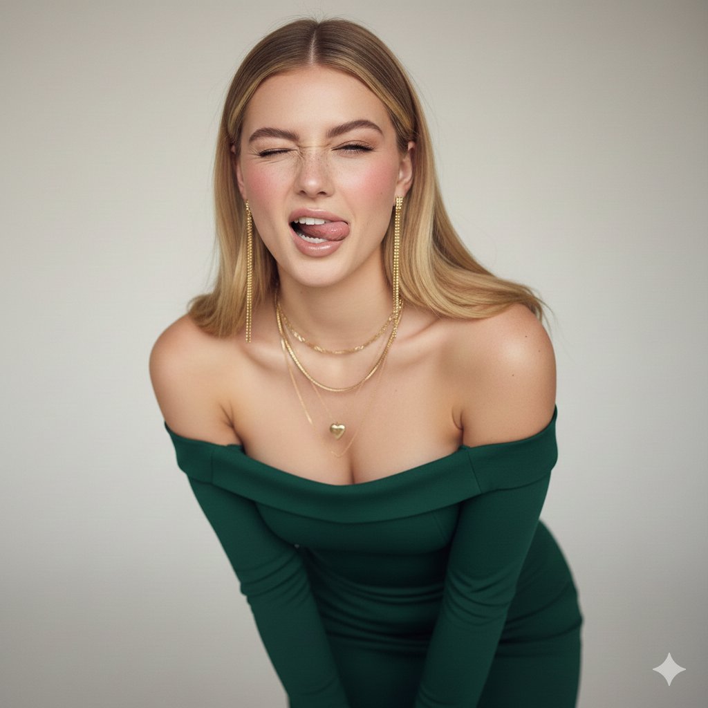 Playful Winking Women in Bodycon Dresses, Studio Portrait thumbnail 2