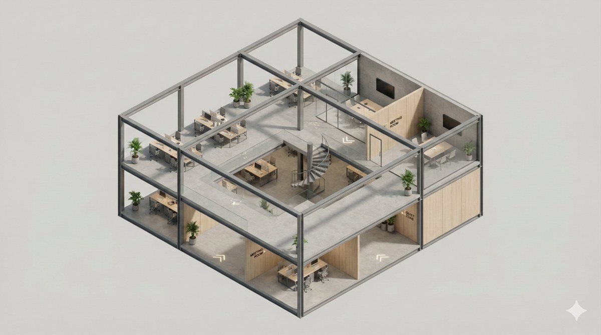 Minimal 3D Isometric Building Section thumbnail 3