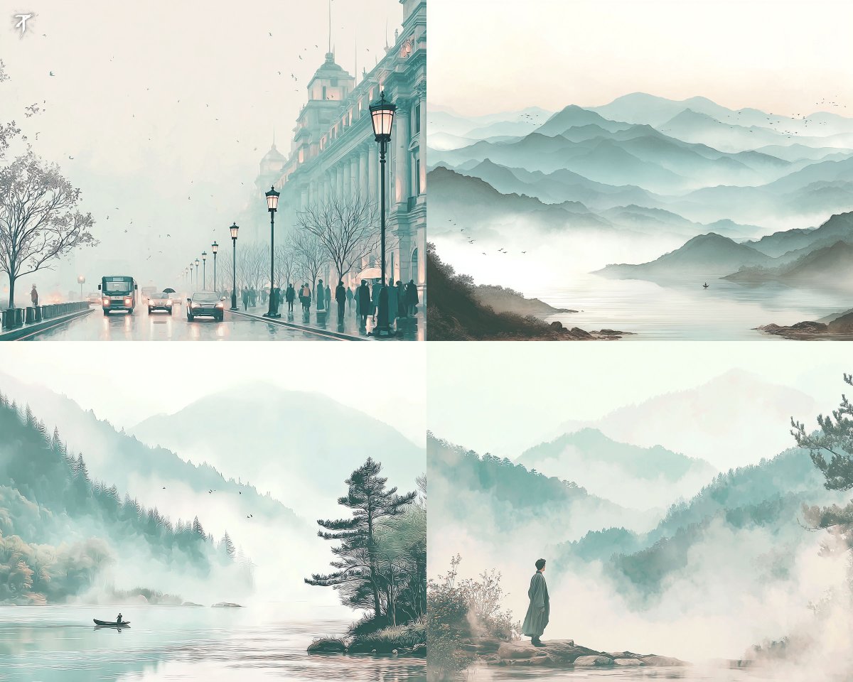 Minimal Misty Landscape with Style Reference - view 1