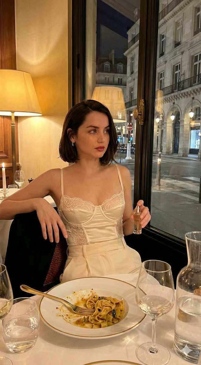 Elegant Woman Cinematic Portrait in Candlelit Restaurant - view 1