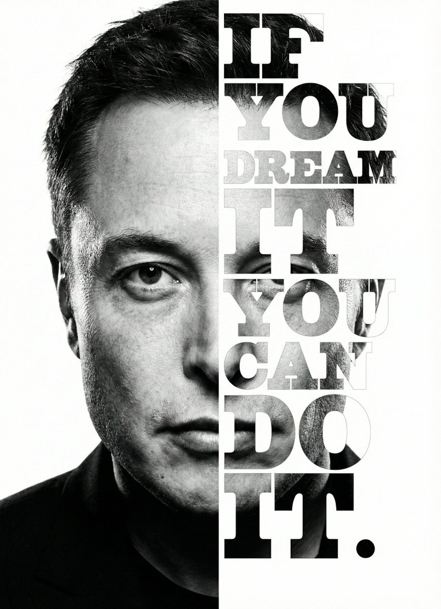 Elon Musk Split Face Typographic Portrait - view 1