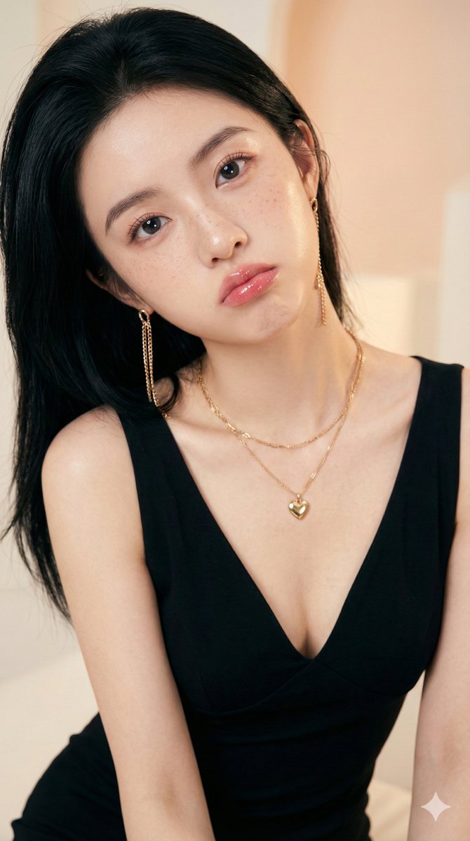 Coquettish Female Portrait with K-Pop Aesthetic - view 1