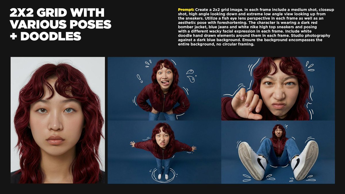 2x2 Grid Portrait: Dynamic Angles, Fish-eye, Wacky Expressions - view 1