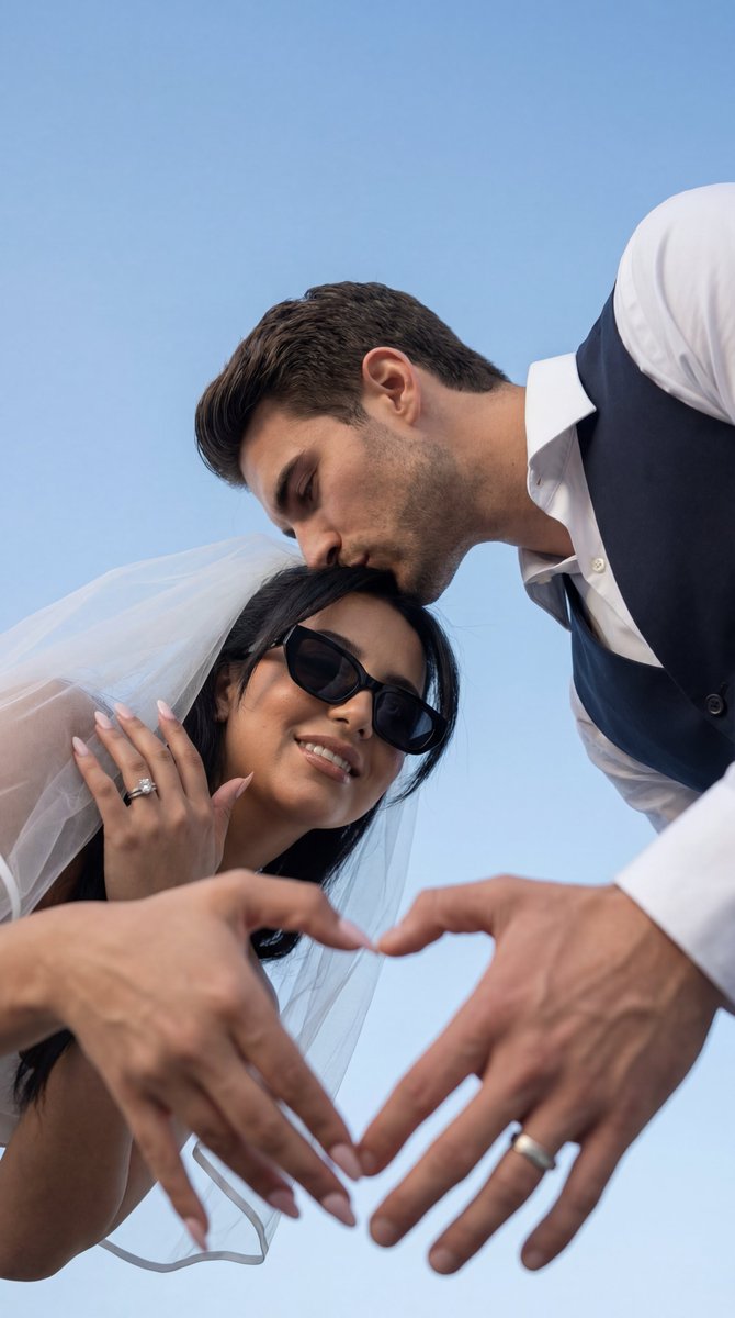 Romantic Wedding Editorial: Low-Angle Heart Hands - view 1