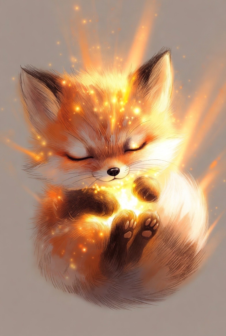 Whimsical Sketch Art with Magical Golden Glow - view 1