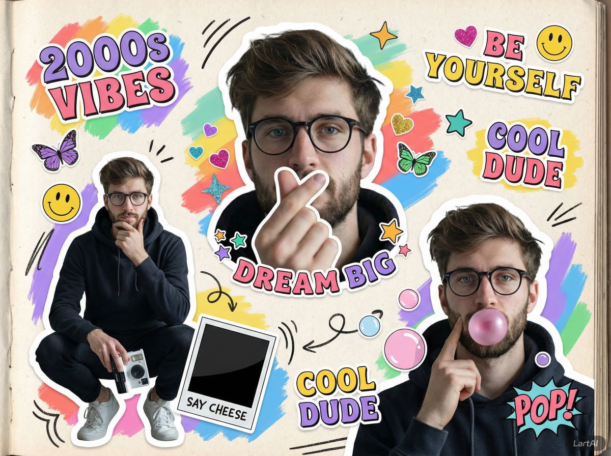 Vibrant 2000s Scrapbook Collage of Young Man - view 1