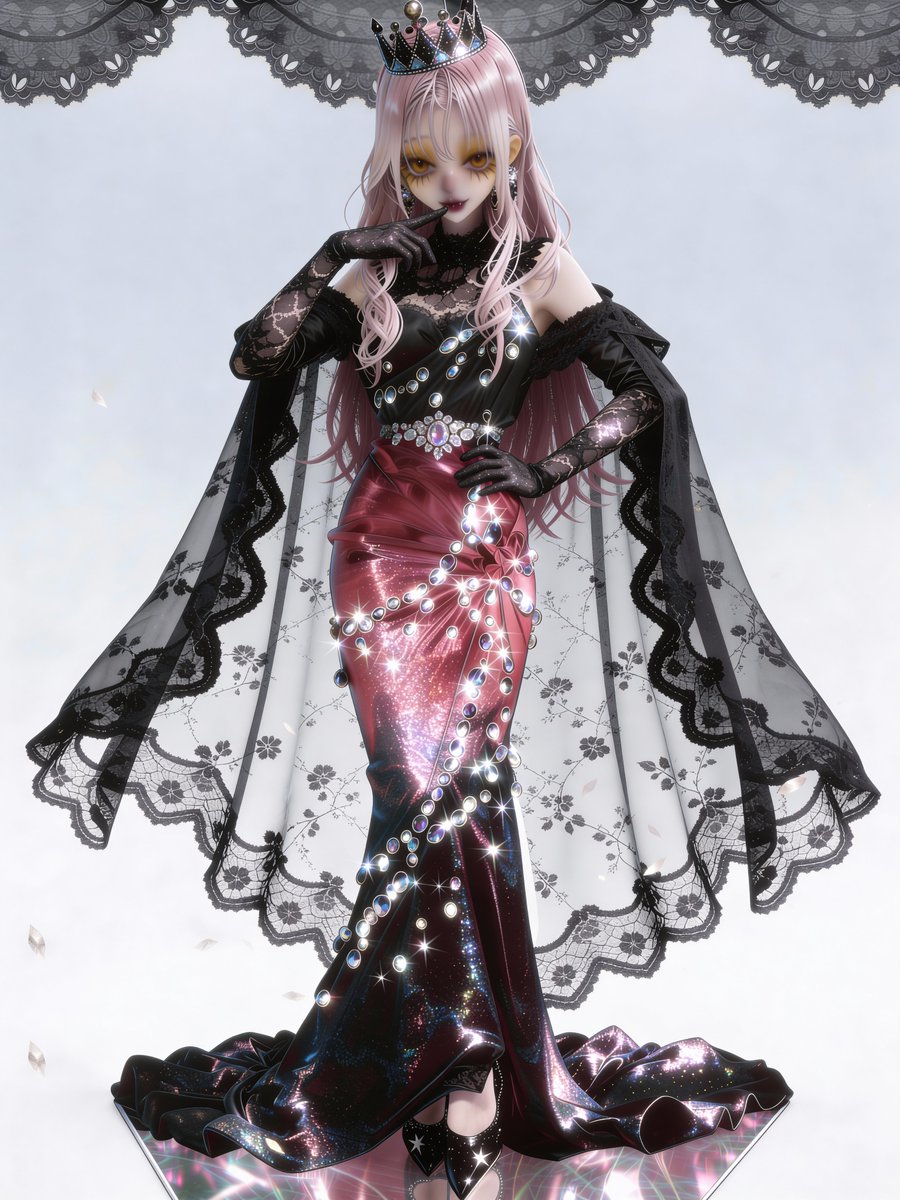 Elegant Woman in Red-Black Mermaid Gown - view 1