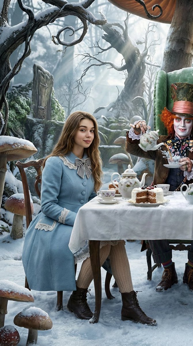 Hyper-realistic Alice in Wonderland Winter Tea Party - view 1