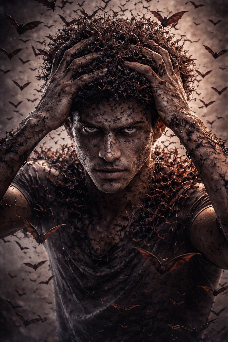 Distressed Dark Fantasy Portrait with Swarm - view 1