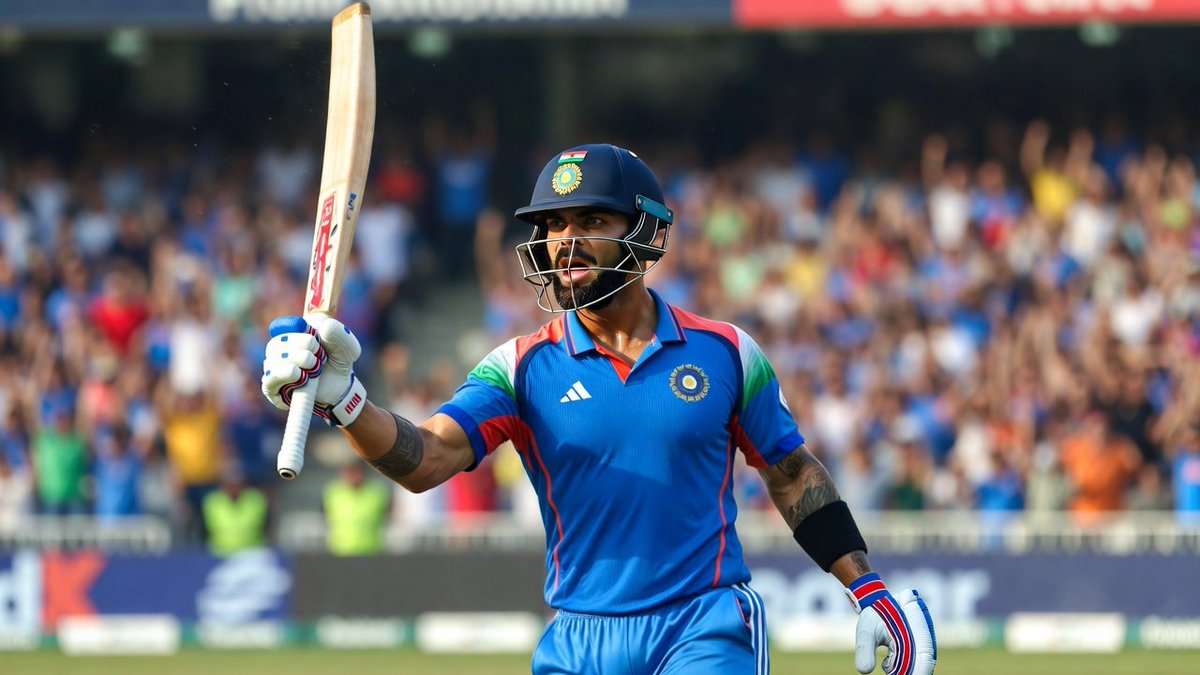 Virat Kohli on Cricket Pitch, Dynamic Sports Portrait thumbnail 4