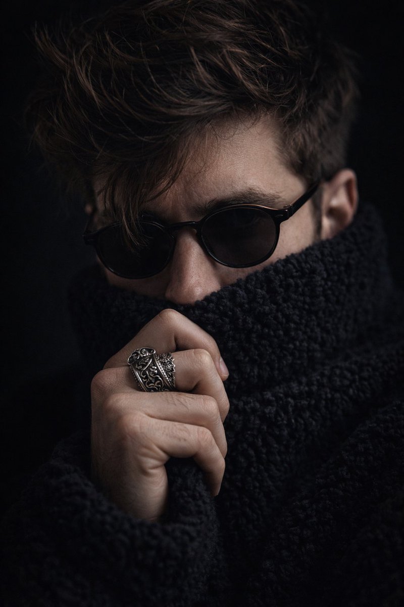 Cinematic Portrait: Young Man with Retro Sunglasses and Messy Hair - view 1