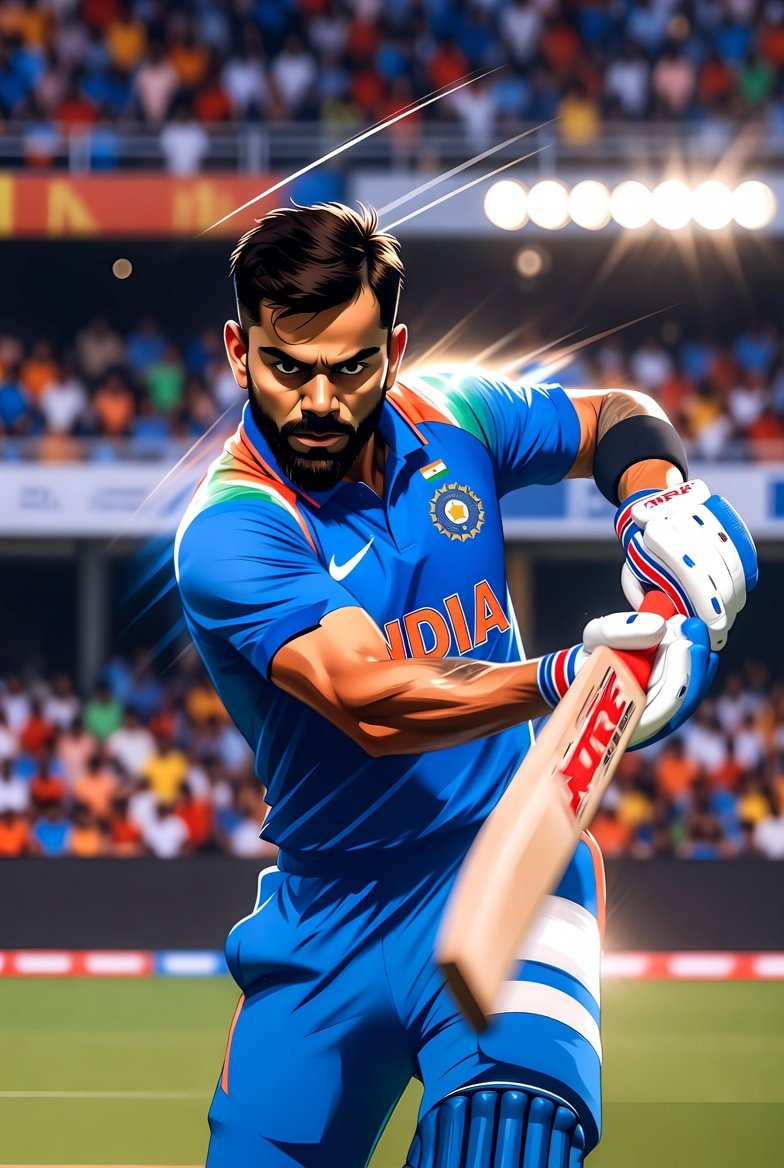 Virat Kohli Nano-Style Cricket Century Cinematic Cartoon thumbnail 2